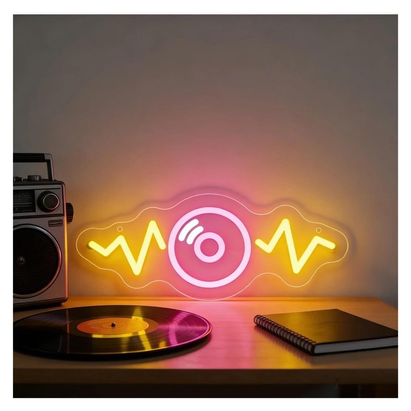 Luci al Neon Da Parete Music Wave Record Insegna Al Neon Per Negozio Di Dischi DJ Booth Retro Lounge Music Room KTV Bar Decorazione Della Parete 7.95x12.01inch