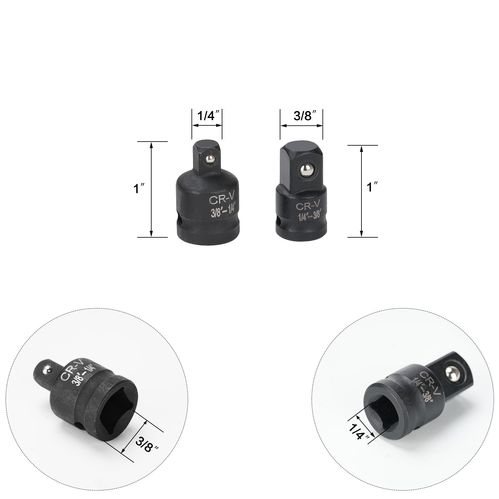 Set Adattatori Presa Da 1/4 A 3/8 E 1/2 Pollice - In Acciaio Cromo Per Avvitatori - Foto 4