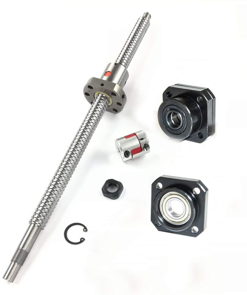 TEN-HIGH Ball Screw CNC Parts SFU1204 NSC, 1pcs Ball Screw + 1pcs Nut + 1pcs FK/FF10 End Support Units + 1pcs Coupler + End Machining, Diameter 12mm Lead 4mm Length 100mm
