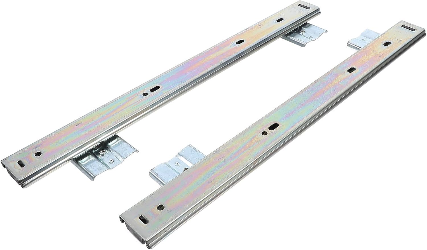 Black Steel Keyboard Tray Slides for Computer Keyboard, Heavy Duty | Side Mount Guide Rail, Compact Slide Design, Office Desk Use, Simple Elegant Profile, Space Saving Layout