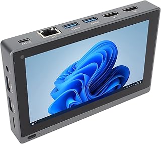 Mini PC with 5.5in Touch Screen, Mini Desktop PC for Windows 11, Celeron J4125 Mini Computer, 8GB 128GB, Support WiFi 6.0, BT5.2, Gigabit Ethernet (US Plug Ship with 2500mAh Li Ion Battery)