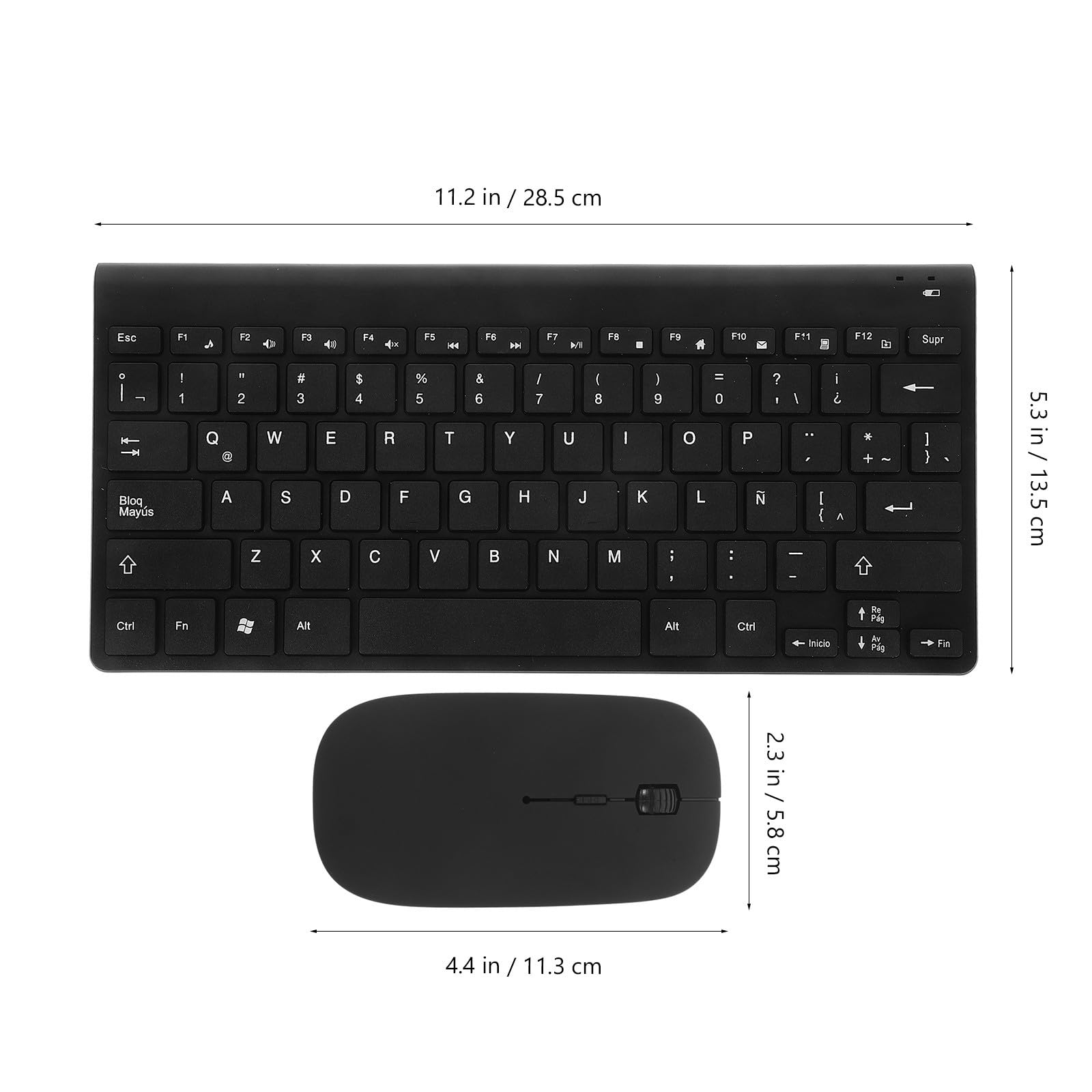 DOITOOL Tastiera Wireless Nera Layout Latino Spagnolo in Resina, Design Elegante e Minimalista, Affidabile per Ufficio e Uso Quotidiano