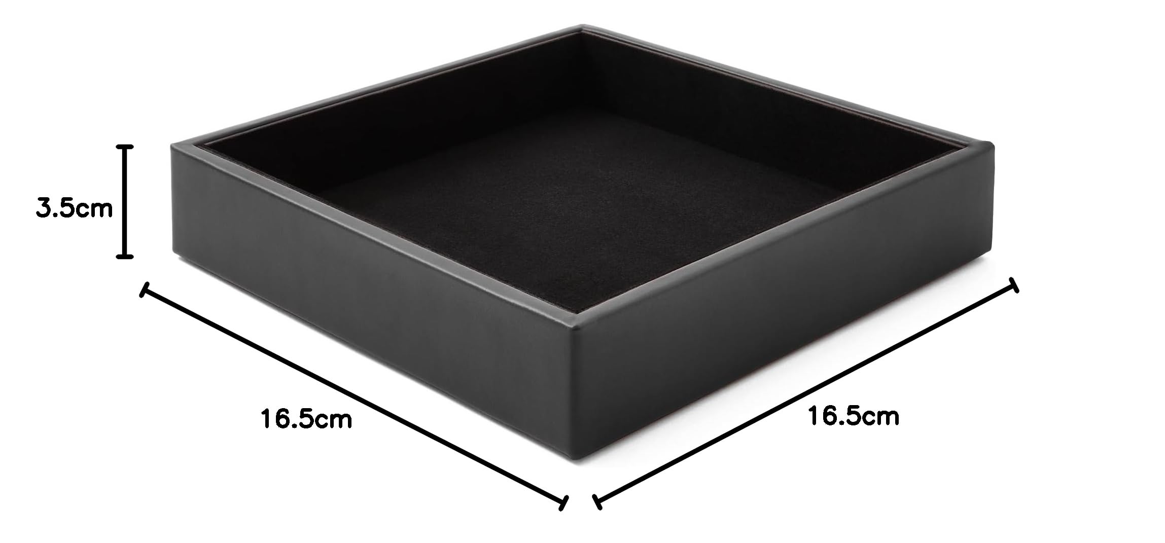 Eglooh - Minerva - taca Valet Leather Black - organizer na biurko z nowoczesnym designem - taca do przechowywania kluczy, monet, biżuterii - cm 16,5 x 16,5 - całkowicie Made in Italy