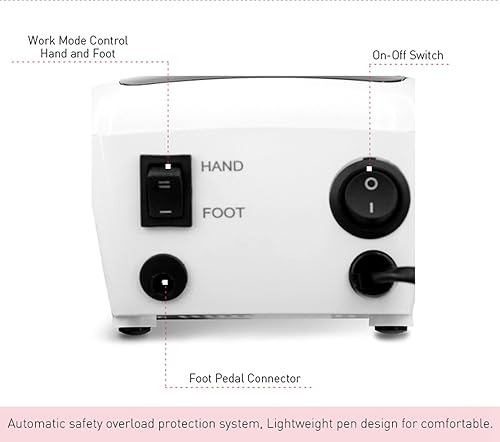Miniatura 6 de Rolabling Máquina de taladro de uñas de 300 a 35000 rpm, kit de taladro eléctrico para manicura, pedicura, acrílico, gel, uñas naturales (110 V)