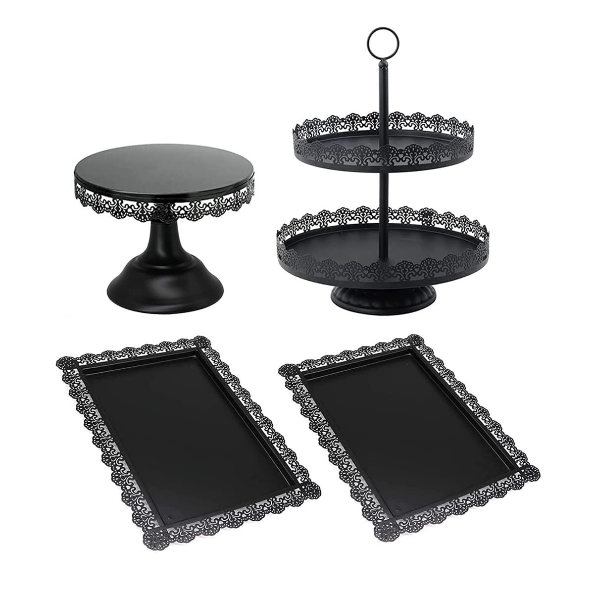 ITOIDS Cupcake Stand Cake Stands Dessert Table Display Set Decorations Cake Holder Fruit Platter for Baby Shower Wedding Birthday Party Bakery Christmas Decor (Black)