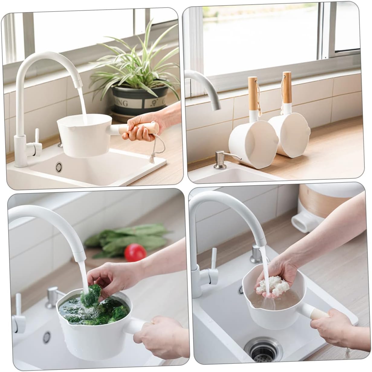 1Pc Long Handle Water Scoop with Wooden Handle Kitchen Ladle for Home and Bath Versatile Water Bailer for Rinsing Dining and Garden Use