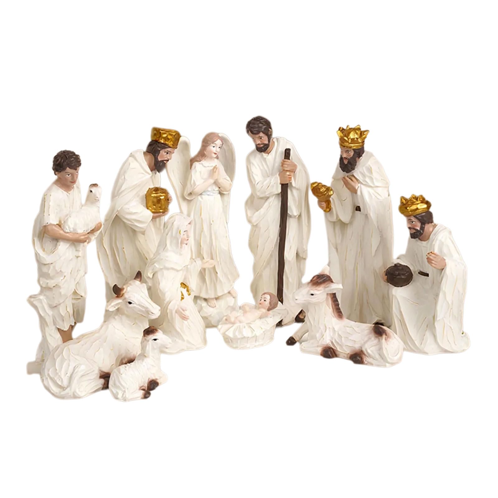KAQNTUD Nativity Scene Resin Figurine Stable Scene Holy Family Collectible Decoration Table Figure Ornament Figures