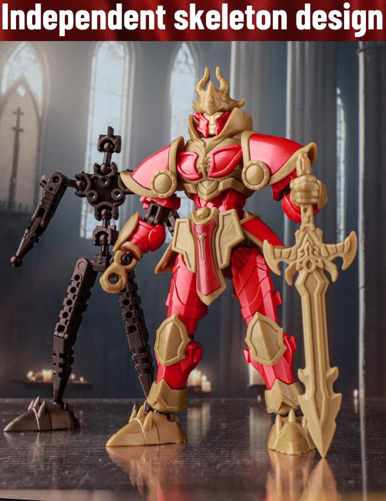 2 Set Armor Knight Action Figure Toy, Multi-Jointed Movable Dummy Medieval T13 Articulated Robot Figure, Fantasy Warrior Undead Death Knights Paladin Display Model (Assembly Required)