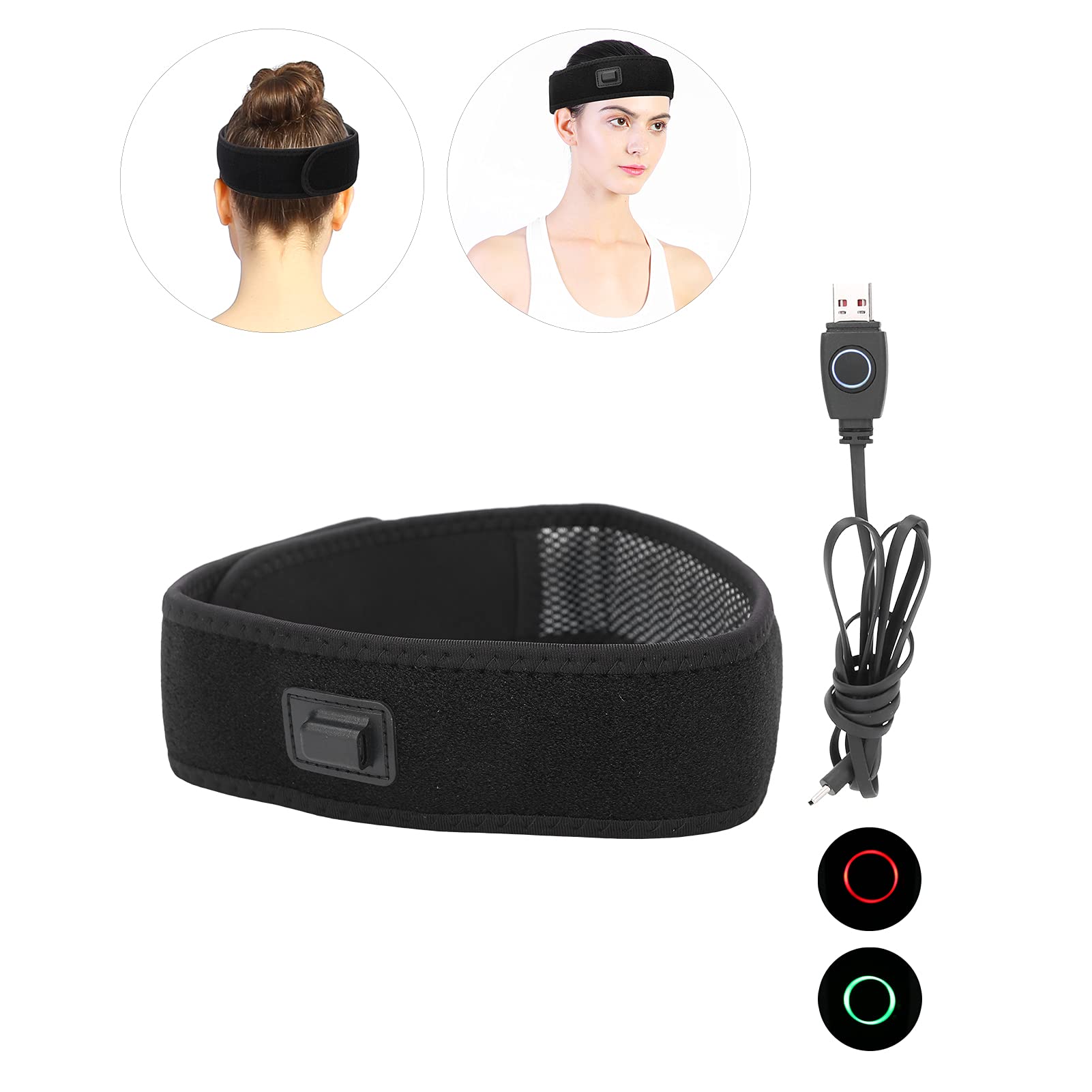 Fascia per la Testa Riscaldata, Pad Riscaldante USB Elettrico 5 V per Collo e Testa, Fascia Riscaldata con Regolazione della Temperatura a 3 Marce per Alleviare L'emicrania, Mal di Testa Tension