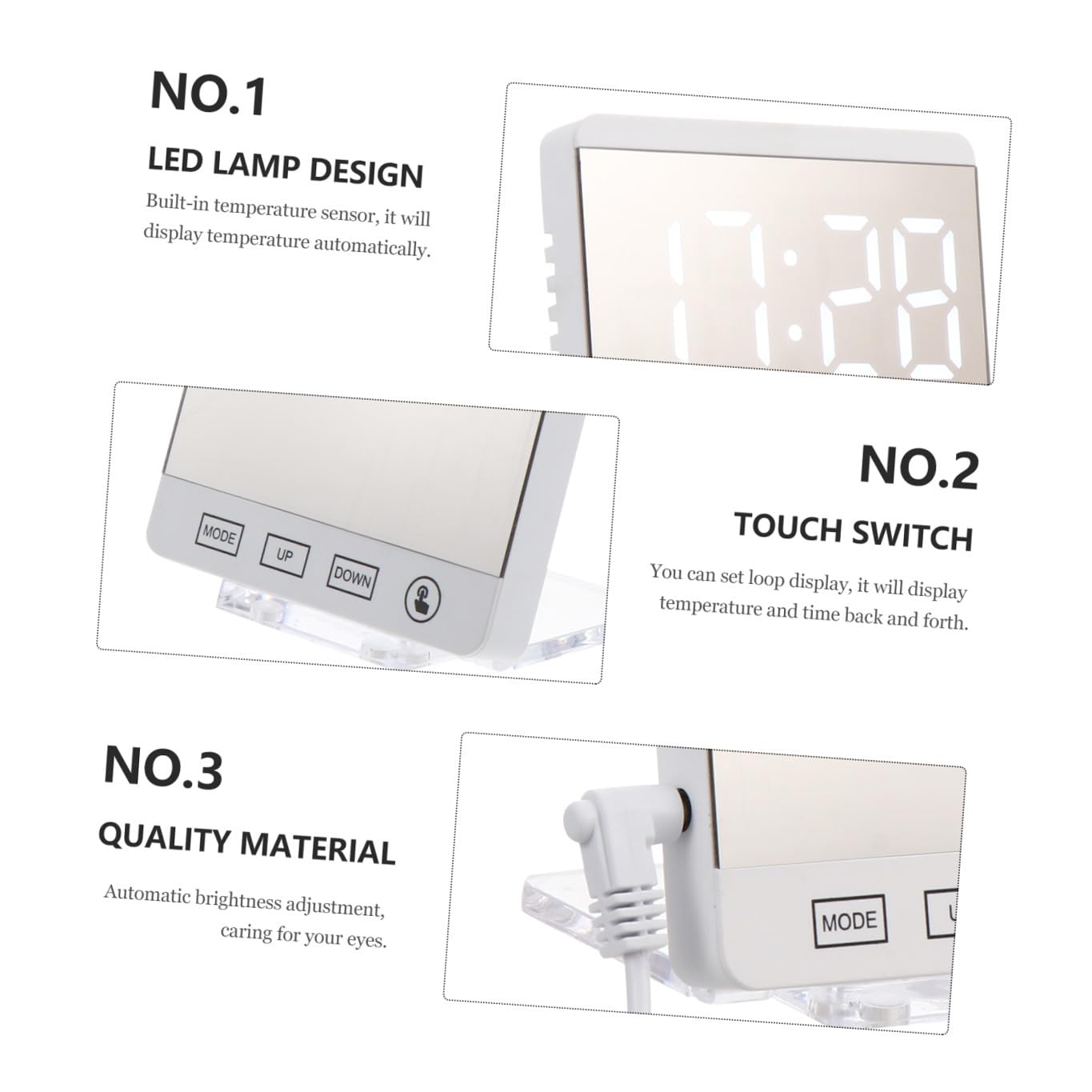 Cabilock Reloj Alarma Atenuación Manual Despertador Inteligente Ligero y Compacto