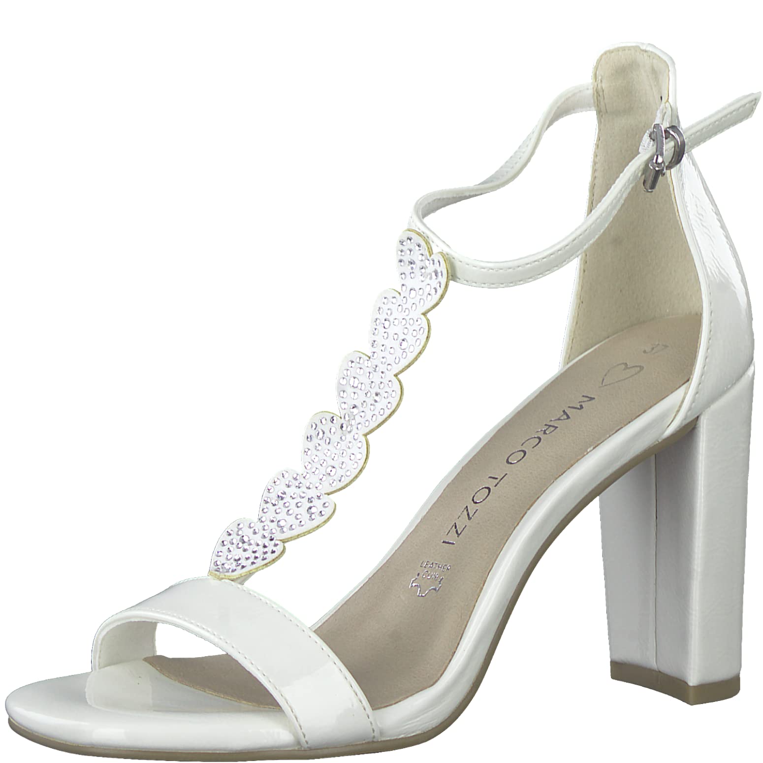 MARCO TOZZI Women's 2-2-28310-20 Sandals, Ivory patent., 8 UK