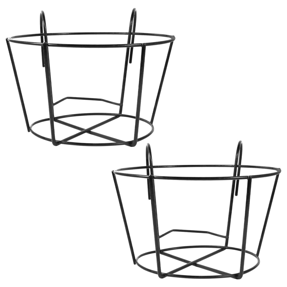 Mensola Decorativa per Piante da Balcone in Ferro Nero, 2 Pezzi, Portavasi Rotondo Xl 30Cm, Supporto Sospeso per Esterni, per Irrigazione Semplice e Protezione Superfici