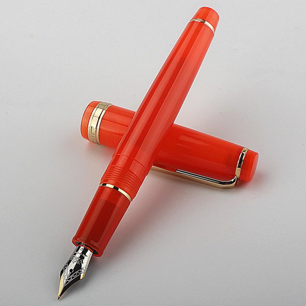 Ranvi 3 PCS Jinhao 82 Fountain Pen White, Red and Brown Acrylic, Iridium Fine Nib Gold Trim with Converter Set - Image 3