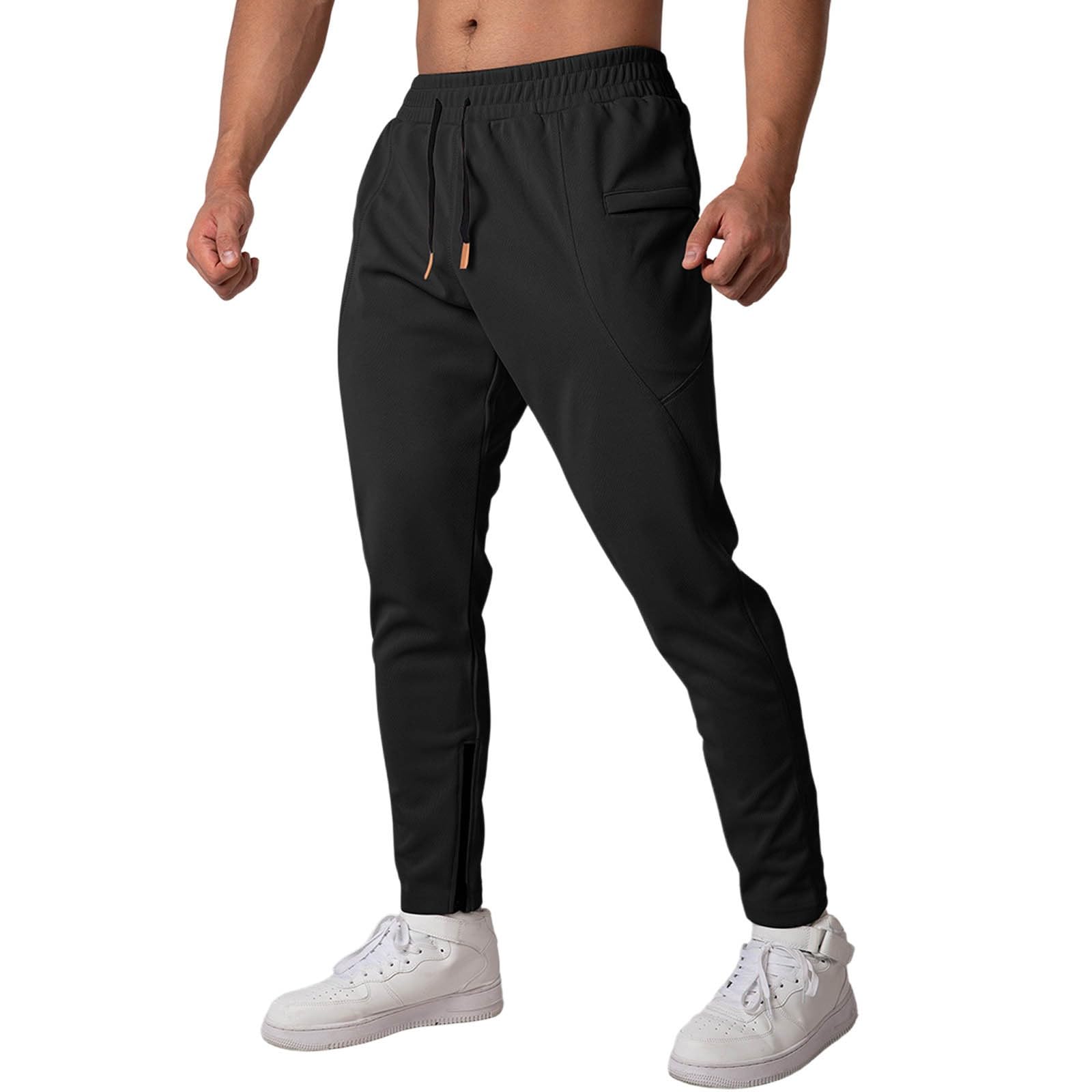 Mens Sweatpants Joggers Drawstring Elastic Waist Sweat Pants Tapered Track Pants with Pockets Gym Run Workout Pants