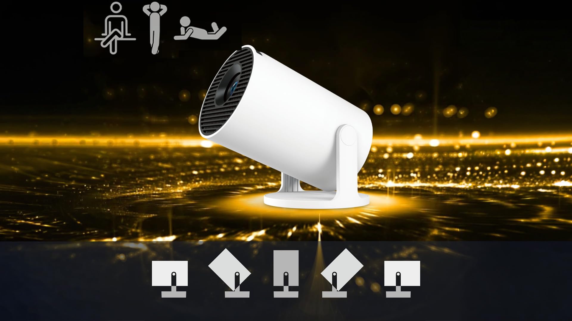 CIRON HY300 PRO+ Projektor Multimedialny Android 14 WiFi 6 Bluetooth 5.4 LED 170 ANSI HD 720P 180° Obrotowy Mini Projektor Kino Domowe Smart TV HDMI USB Przenośny Rzutnik