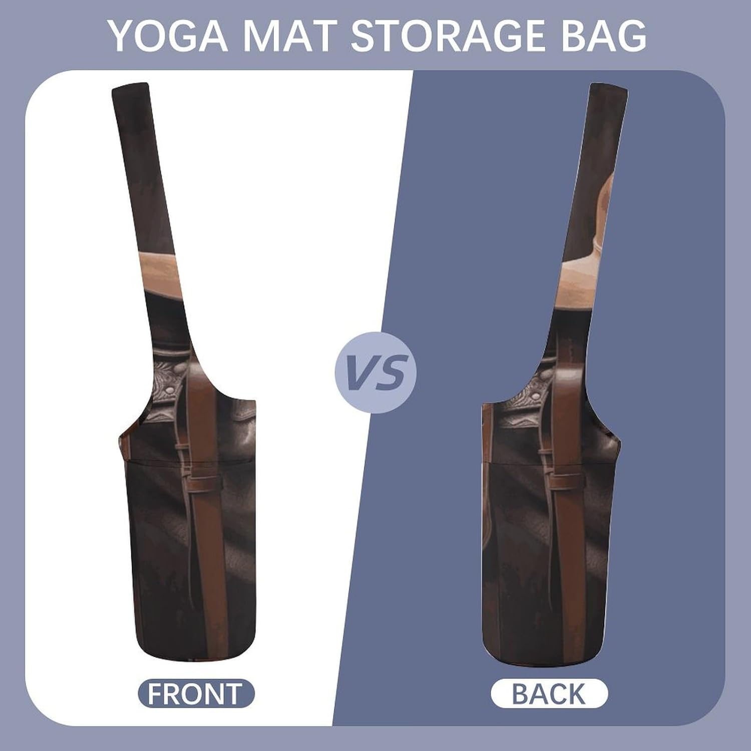 Yoga Mat Carrying Bag,Horse Saddle with A Cowboy Hat Printed Women's Yoga Bag with Multi-Functional Storage Pockets,Large Yoga Mat Bag Fits Most Size Yoga Mats