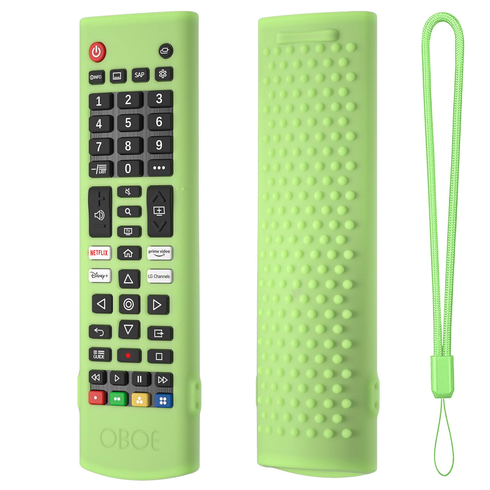 Oboe Silicone Tv Remote Cover Compatible with LG Smart LED TV Remote LG AKB750 Protective Case with Lanyard (D-Glow in Dark Green) [Remote NOT Included]