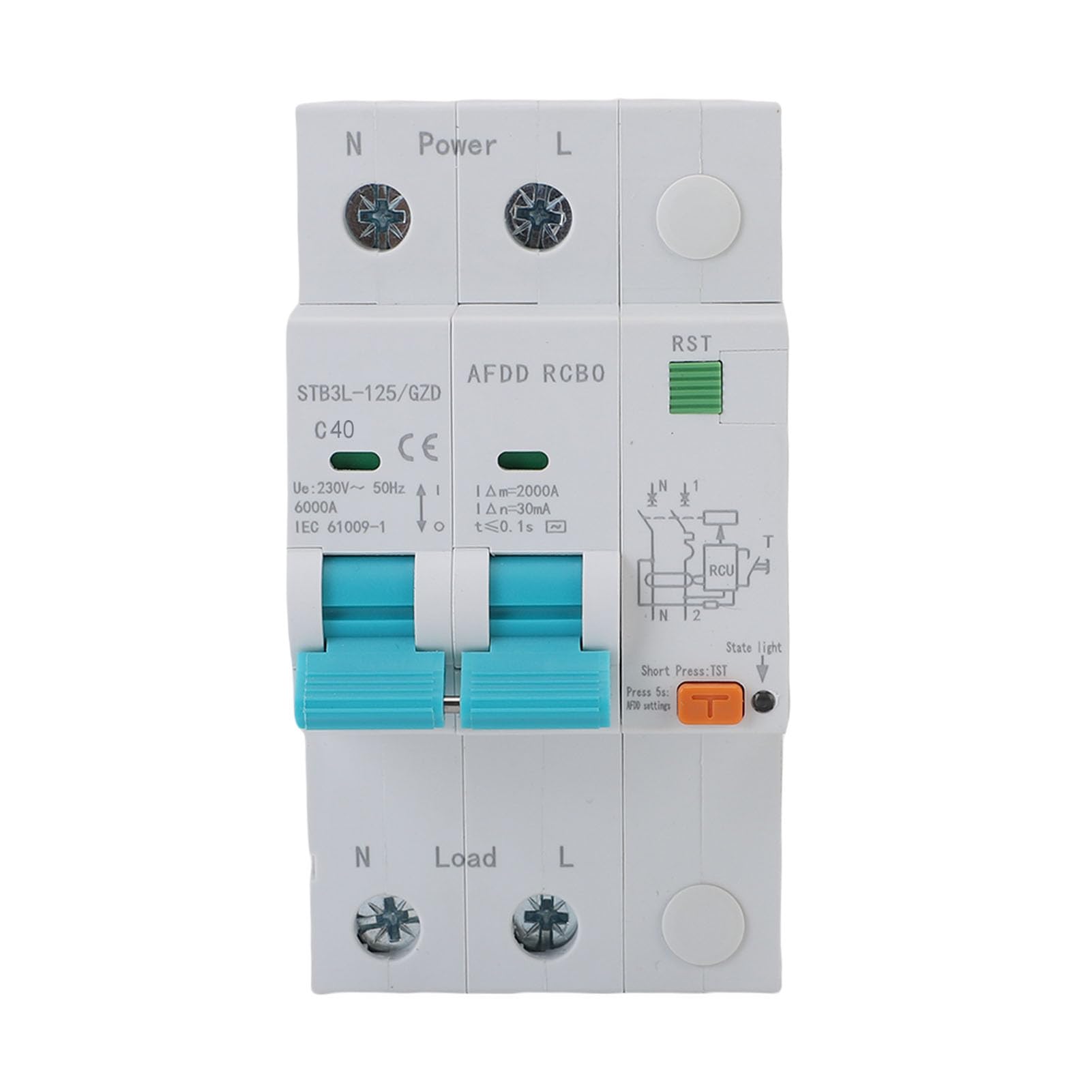 Ausla AFDD Dispositif de Protection contre les Défauts d'arc, Disjoncteur PC 2P RCBO 6KA 30 MA Type A, Fuite de Surcharge de Court-Circuit pour Une Utilisation Résidentielle, Commerciale, Hôtelière