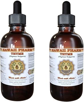 Hawaii Pharm Thyme Liquid Extract, Professional Grade, Small Batch Crafted Thyme Thymus Vulgaris Tincture, Herbal Supplement, 2x2 fl.oz