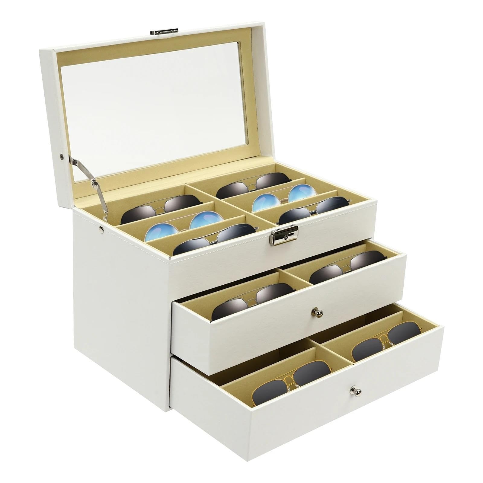 Joyeros Originales Estuche De Almacenamiento Para Gafas Caja Expositora De Gafas De Sol Para Gafas De Mujer/hombre Con 3 Niveles Y 18 Ranuras Joyeros Mujer Joyero Madera