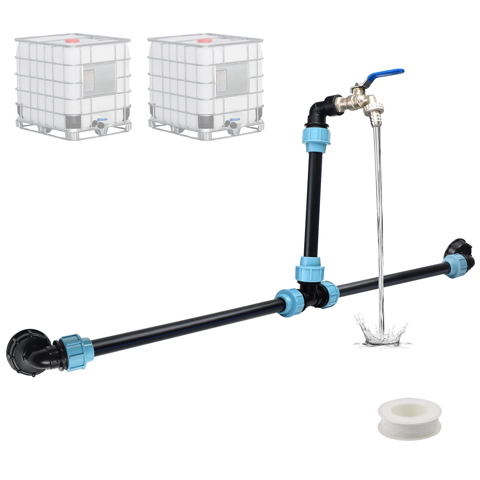 IBC Cuello de cisne 3/4 pulgadas, adaptador IBC, válvula de depósito, grifo de salida para tanque de agua de lluvia, grifo de salida IBC adaptador (TyP 2)
