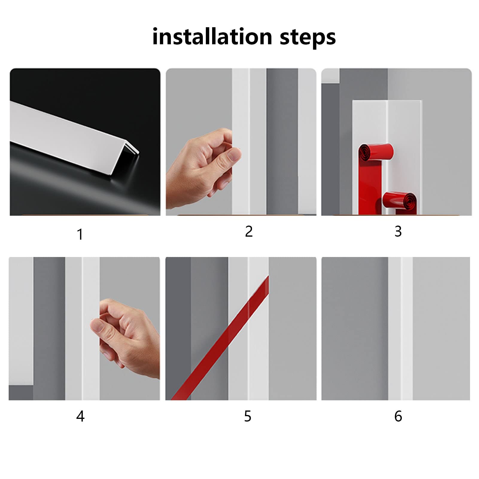 Protectores de Esquinas, Tiras Protectoras de Pared de aleación de Aluminio con Escudo Autoadhesivo for Oficina en casa(White,W 1cm)