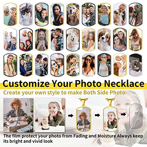 ChainsHouse Personalized Photo Necklace Men Women, Stainless Steel/18K Gold Plated Chain, Custom Picture Image Engrave Text Rectangular/Heart/Oval/Dogtag Pendant DIY Memorial Jewelry,Send Gift Box4