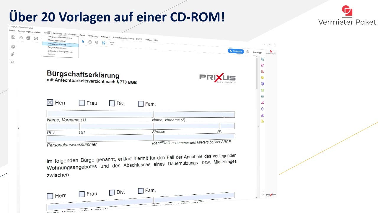 Das Vermieterpaket: Ihr Schlüssel zur mühelosen Vermieterverwaltung! CD-ROM & Kostenlose Online Updates.
