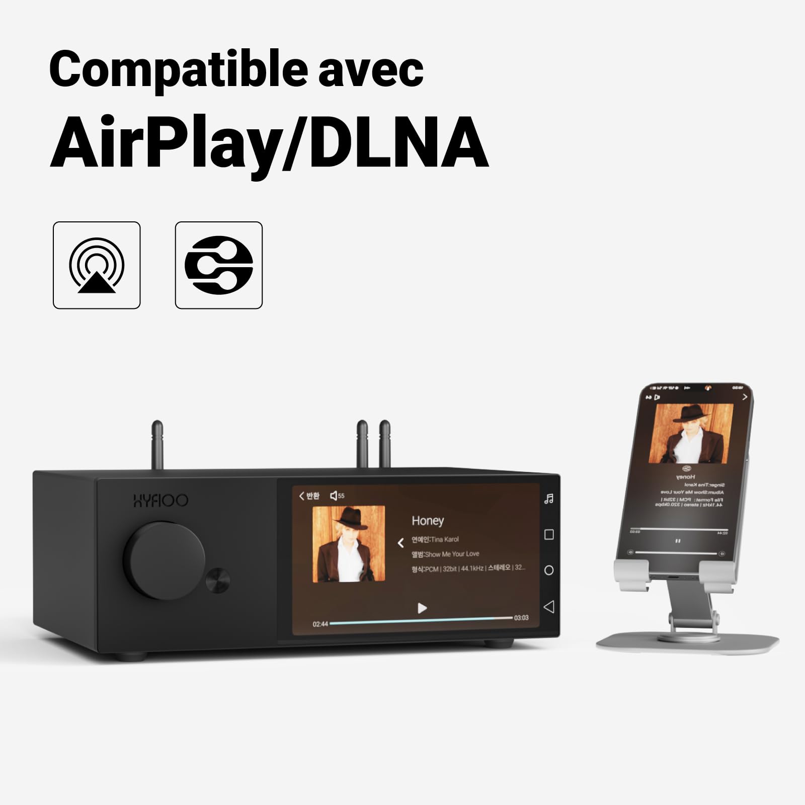 DM100 Streamer Musique HiFi Lecteur Audio Numérique Écran 5,5"