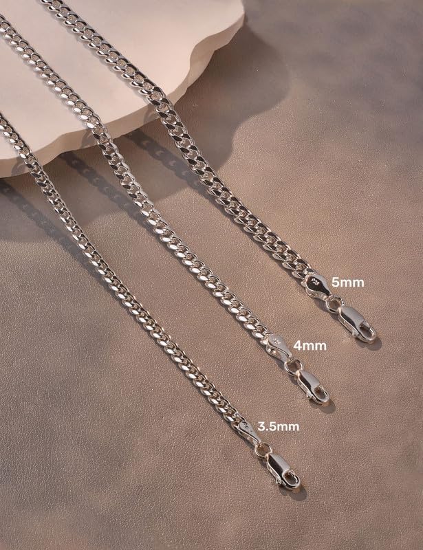 925 Sterling Silver Figaro/Cuban Chain Necklace for Men Diamond Cut Silver Link Chain for Women 16-30 Inches - Image 4