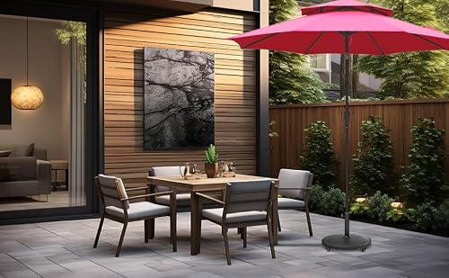C-Hopetree 44 lb Heavy Duty Round Base Stand with Rolling Wheels for Outdoor Patio Market Table Umbrella, Black - Thumbnail 6