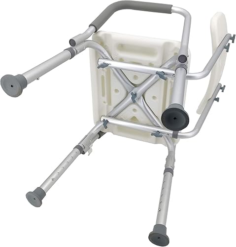 Miniatura 7 de FixtureDisplays Silla de ducha asiento de baño con reposabrazos acolchados y respaldo capacidad 350 libras, video Assebmly proporcionado, peso del
