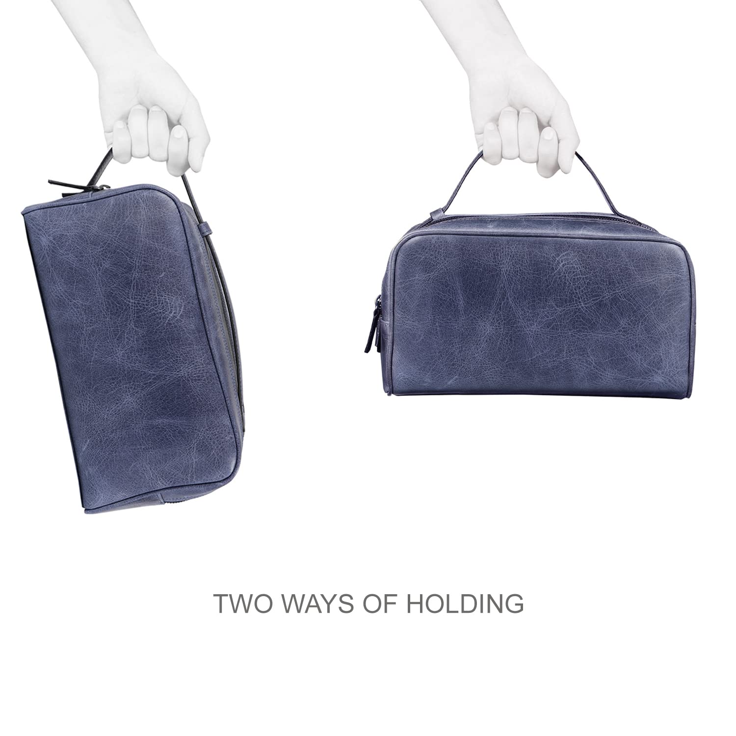 Londo Borsa da viaggio in vera pelle con due scomparti, unisex