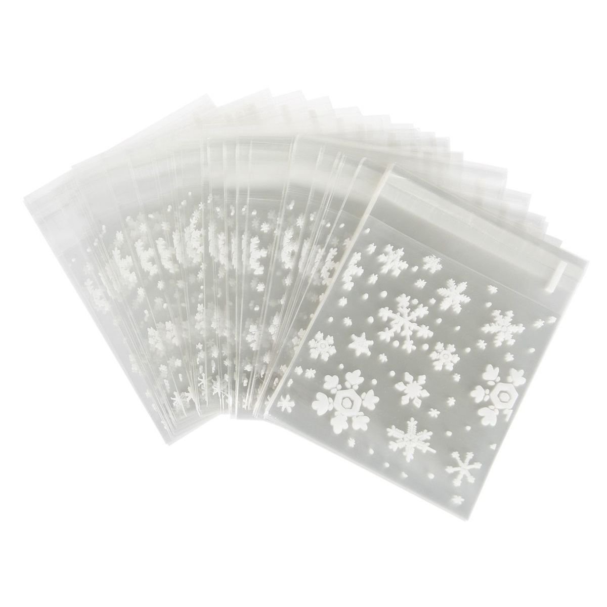 CTRLZS 100 pcs Sachets Pouches White Snowflake Packaging Bag for Cookies Christmas Candies