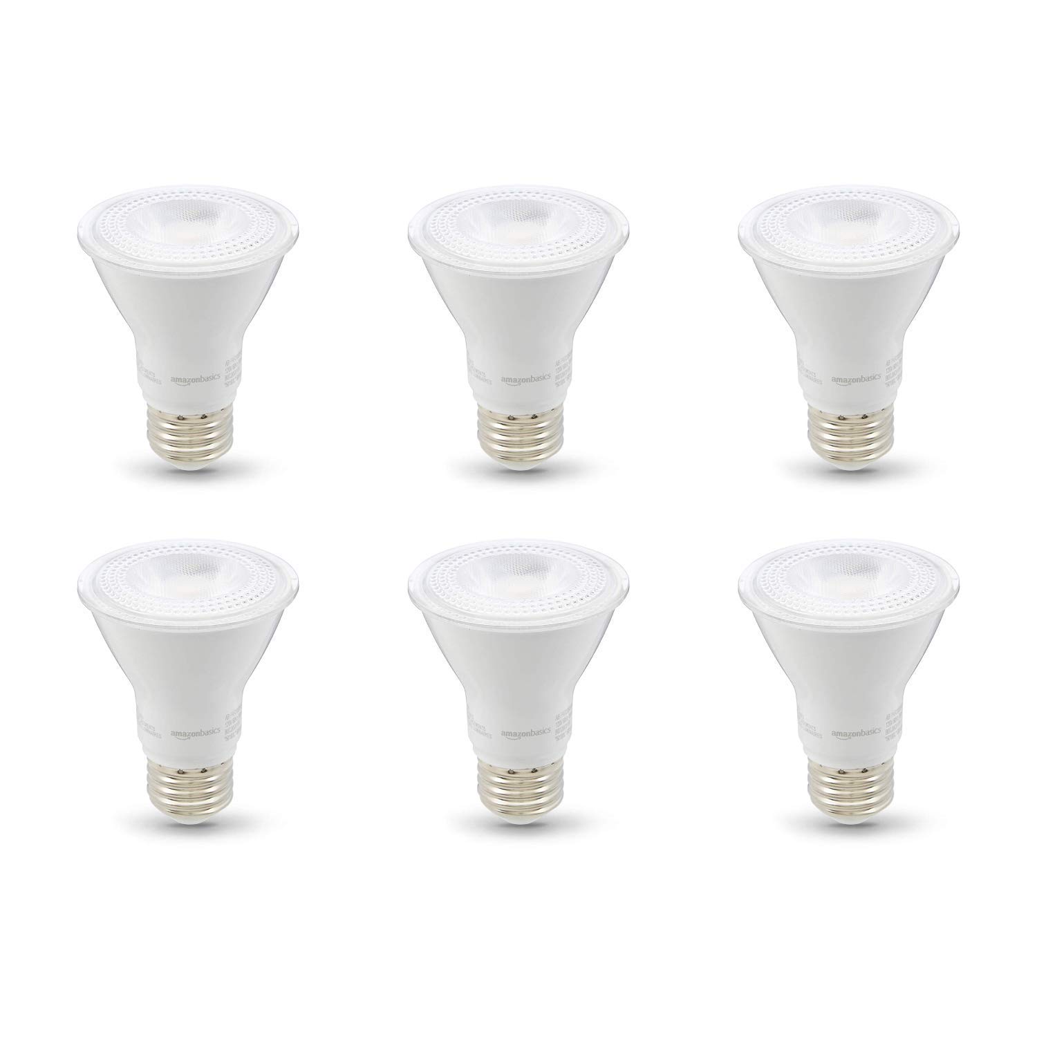 Amazon Basics PAR20 LED Light Bulb 50W Equivalent 7W Energy Efficient E26 Standard Base Warm White 3000K Dimmable