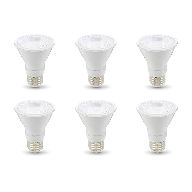 Amazon Basics PAR20 LED Light Bulb 50W Equivalent 7W Energy Efficient E26 Standard Base Warm White 3000K Dimmable