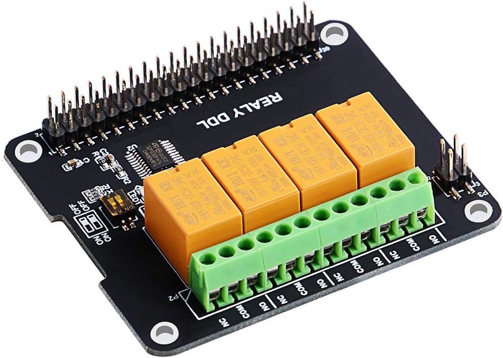GeeekPi Expansion Board 4 Channel Relay Module for Raspberry Pi 3/2 B, 3 Model B+ & 4 Model B (No Programming Required/Programmable)