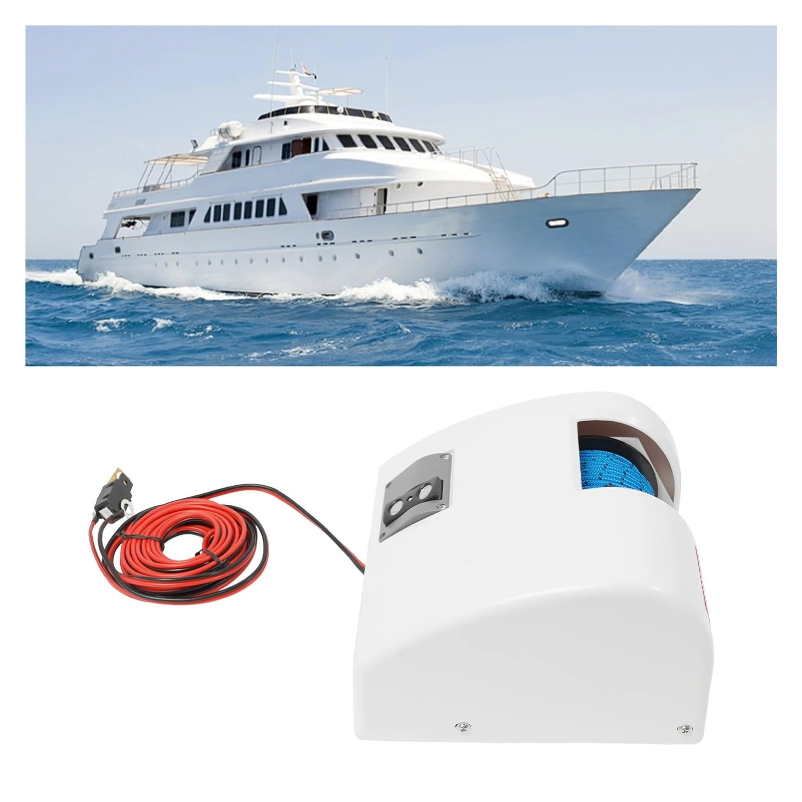 Kit salpa ancora elettrico 12 V per uso marino, compatibile con acqua salata con telecomando e staffa per prestazioni di ancoraggio potenti