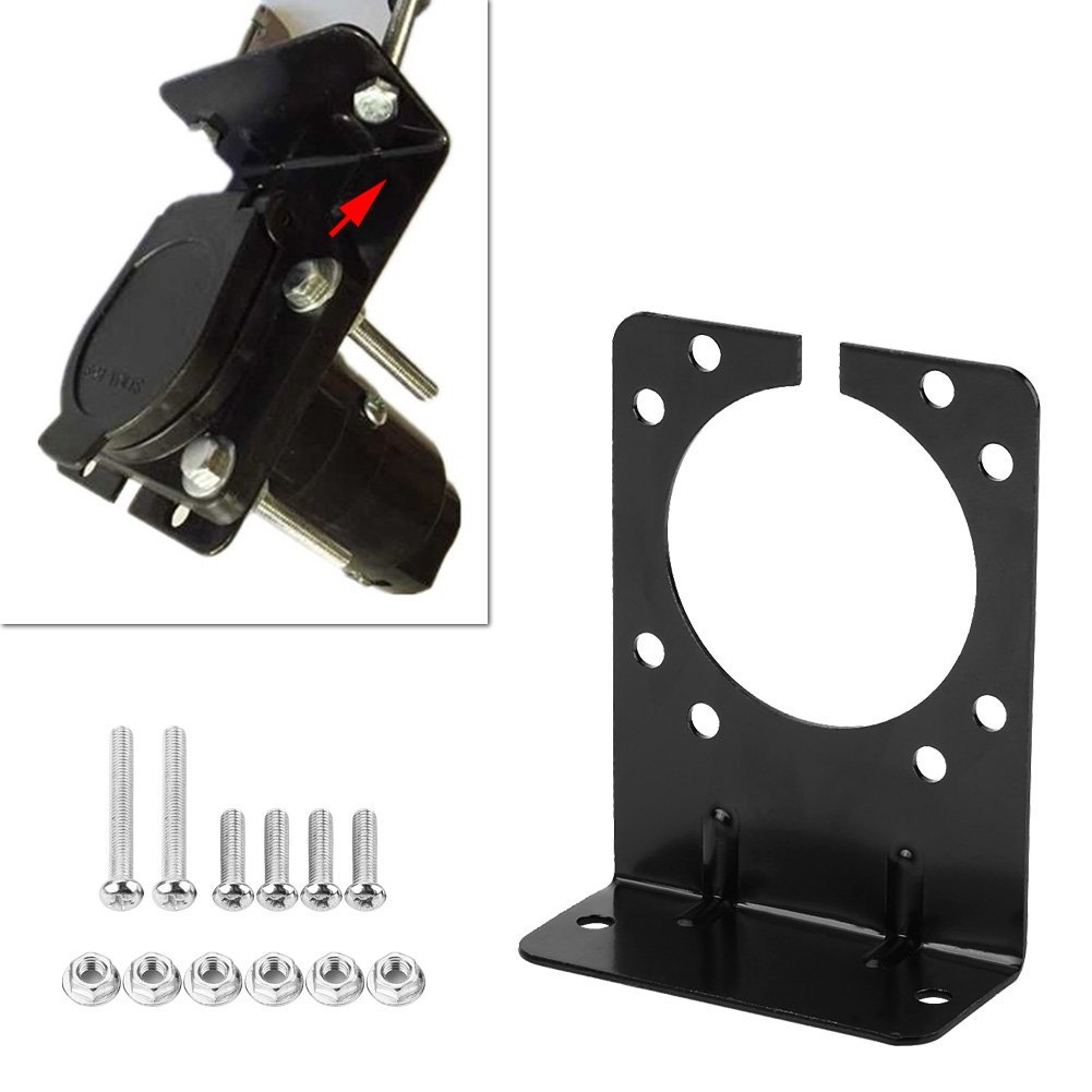 Buy 7 Pin Trailer Socket Bracket Black Metal Trailer Connector Socket