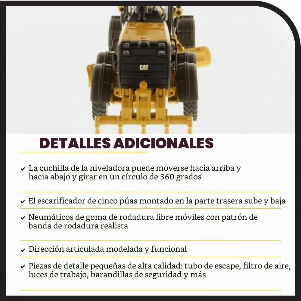 Caterpillar Diecast Masters 85520 - Motoniveladora 12M3, Escala 1:87, Aprox. 11.7 x 4.3 x 3.8 cm, a Partir de 14 años