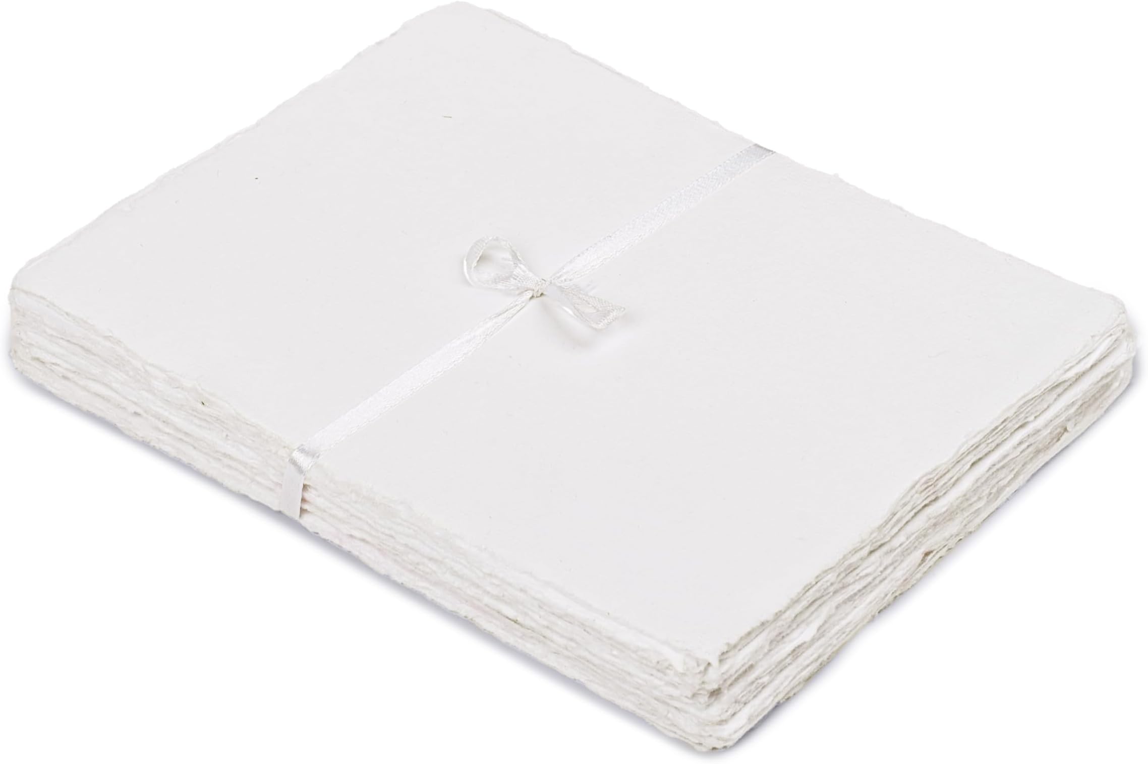 LEATHER VILLAGE Watercolor Paper - 6 X 4 inches, 50 Sheets - Mixed Media Watercolor Paper - 150 GSM Thick Deckle Edge Virgin Cotton Handmade Paper - Off White