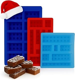 3 PCs Silicone Chocolate Molds - Building Brick Mold Silicone Non-Stick Ice Cube Tray, Easy to Use & Clean - Designed for Candy, Chocolate, Ice, Gelatin, Soap, Jelly Shots, Cake Decorating & More Fun