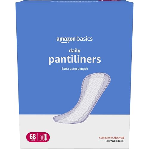 Amazon Basics Daily Pantiliner, Extra Long Length, Unscented, 68 Count, 1 Pack (Previously Solimo)