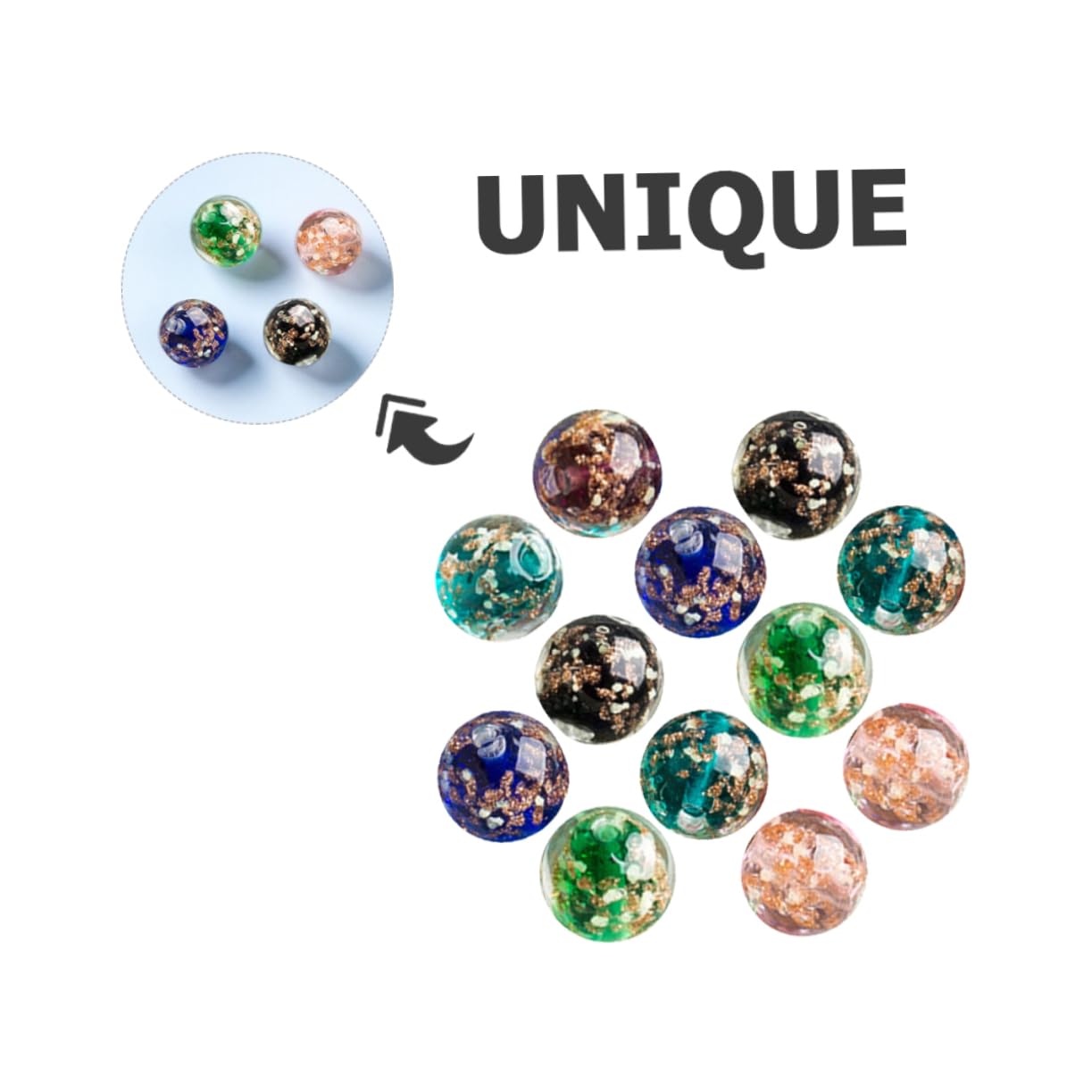 DOITOOL 4 Set Perline in Vetro Perline Rotonde Distanziali Con Liscio Per Braccialetti Fai Da Te E Creazioni Artigianali 40 Pezzi * 4