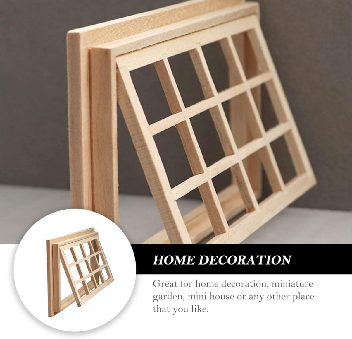 SUPVOX 5pcs Miniature Window Frame Model for Dollhouse Decor Beige Mini House Adornment for Miniature Gardens and Home Decoration Craftsmanship