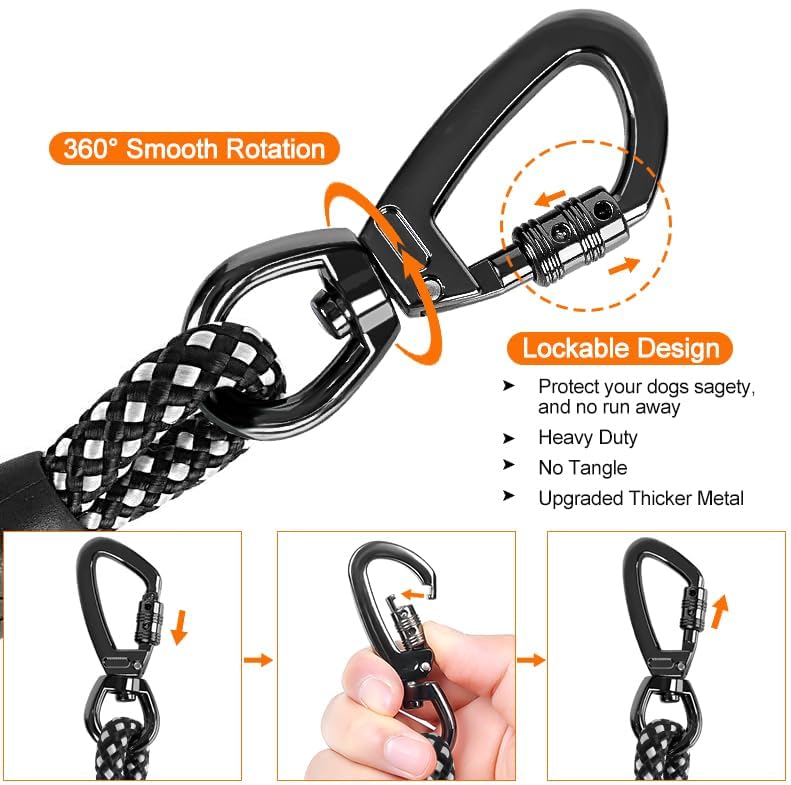 Kdsvakd Training Lead for Dogs 5m / 16ft Rope Dog Lead with Carabiner Clip and Padded Handle - Image 3