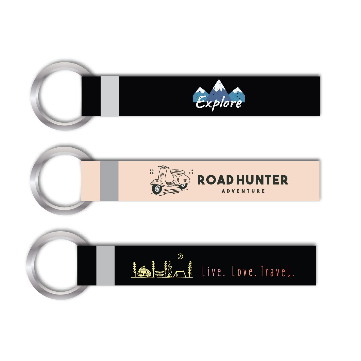 3 Pcs Combo Travel The World Adventure Printed Lanyard keychain Holder For All Car Bikes Girls Boys Home Key Holder Tag Multicolored (6.00 x 1.00 Inch)-image-24