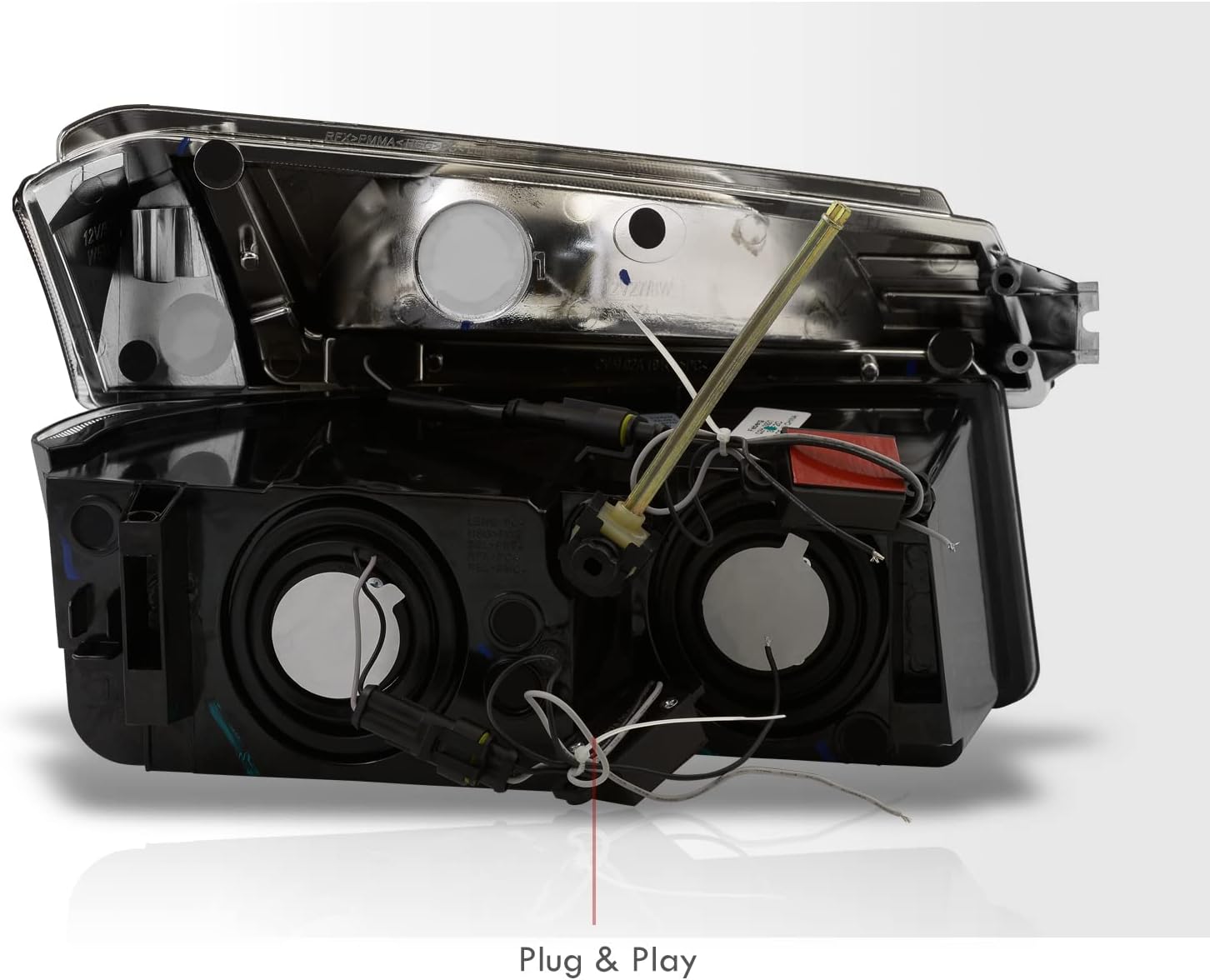 AJP Distributors Black Housing LED DRL Headlights Assembly + Bumper Clear Signal Lamps Pair Compatible/Replacement For Avalanche 1500 2500 Body Cladding Models 2002 2003 2004 2005 2006 02 03 04 05 06