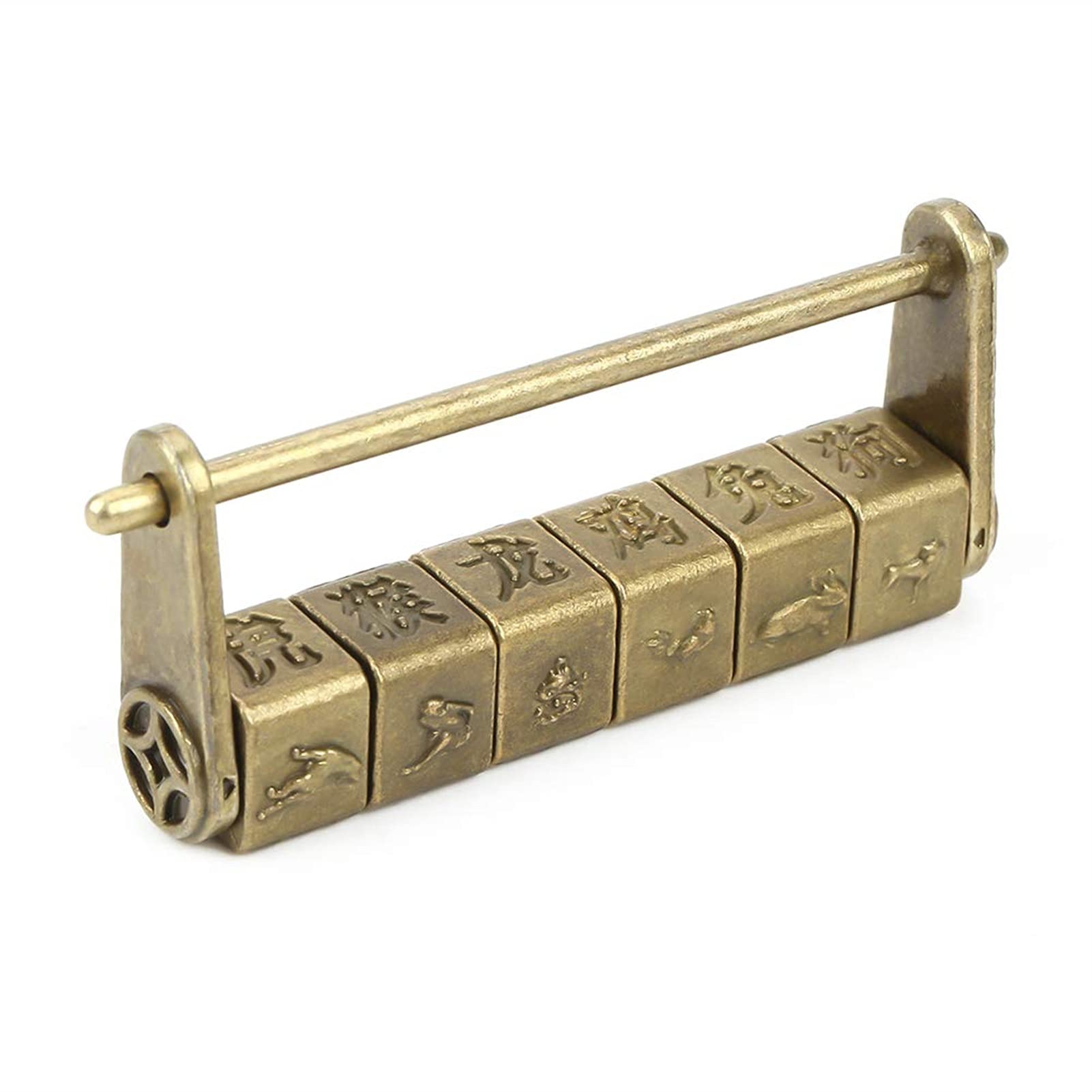 Luggage Locks,Padlock, Antique Password Lock, Vintage Exquisite Craft Chinese Characters Zodiac for Decoration Collection or as Gift