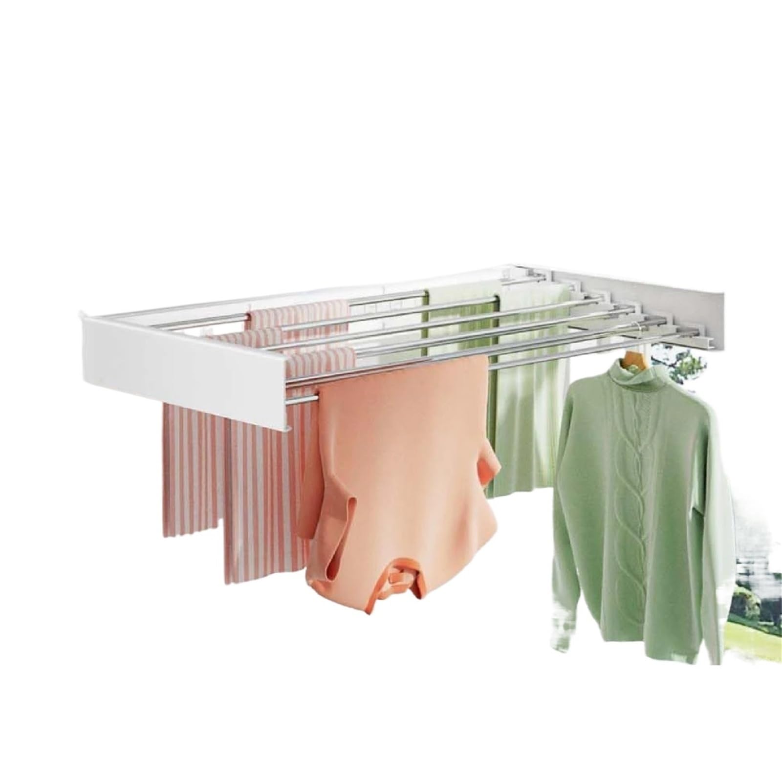 Wall Clothes Drying Rack Folding Clothes Drying Rack Wall-Mounted Stainless Steel Laundry Hanger Space Saving For Indoor Balcony